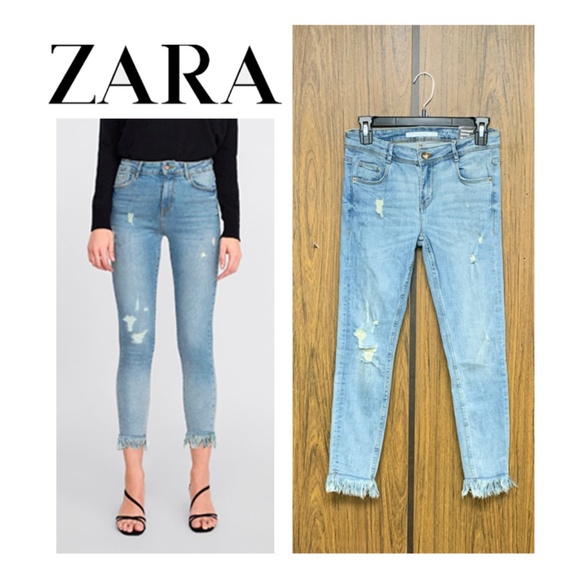 frayed hem jeans zara